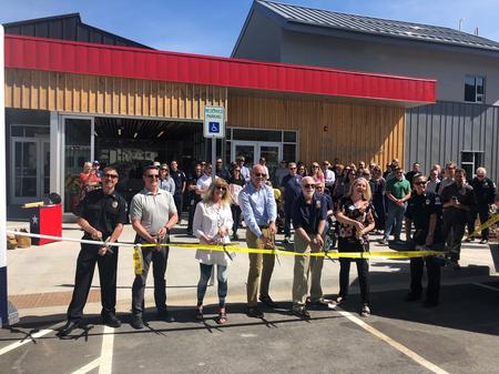Ribbon-cutting on the new SF&EMS administration building in July of 2019. 